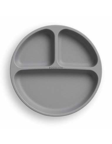 BN-BL590,Farfurie compartimentata, Bocioland, Rotunda, Cu 3 compartimente, Fara BPA, 6-36 luni, Dark grey