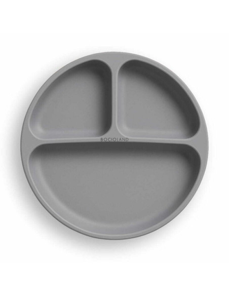 BN-BL590,Farfurie compartimentata, Bocioland, Rotunda, Cu 3 compartimente, Fara BPA, 6-36 luni, Dark grey