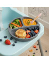 BN-BL590,Farfurie compartimentata, Bocioland, Rotunda, Cu 3 compartimente, Fara BPA, 6-36 luni, Dark grey