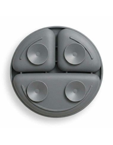 BN-BL590,Farfurie compartimentata, Bocioland, Rotunda, Cu 3 compartimente, Fara BPA, 6-36 luni, Dark grey