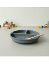 BN-BL590,Farfurie compartimentata, Bocioland, Rotunda, Cu 3 compartimente, Fara BPA, 6-36 luni, Dark grey