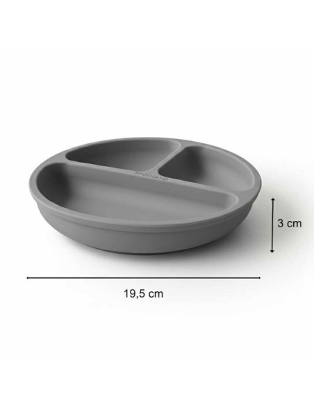 BN-BL590,Farfurie compartimentata, Bocioland, Rotunda, Cu 3 compartimente, Fara BPA, 6-36 luni, Dark grey