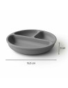 BN-BL590,Farfurie compartimentata, Bocioland, Rotunda, Cu 3 compartimente, Fara BPA, 6-36 luni, Dark grey