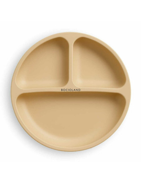 BN-BL588,Farfurie compartimentata, Bocioland, Rotunda, Cu 3 compartimente, Fara BPA, 6-36 luni, Beige