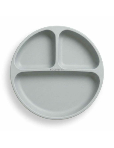BN-BL589,Farfurie compartimentata, Bocioland, Rotunda, Cu 3 compartimente, Fara BPA, 6-36 luni, Gray