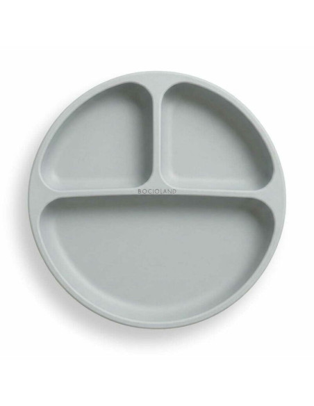 BN-BL589,Farfurie compartimentata, Bocioland, Rotunda, Cu 3 compartimente, Fara BPA, 6-36 luni, Gray