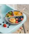 BN-BL589,Farfurie compartimentata, Bocioland, Rotunda, Cu 3 compartimente, Fara BPA, 6-36 luni, Gray