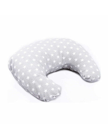 BN-BOC0175,Perna pentru alaptat, Bocioland, Gray Stars, Cu husa detasabila, Din bumbac, 50x18 cm