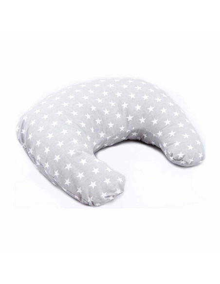 BN-BOC0175,Perna pentru alaptat, Bocioland, Gray Stars, Cu husa detasabila, Din bumbac, 50x18 cm