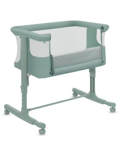 BN-LO-AURORA_GREEN_SAGE,Patut co-sleeper, Lionelo, Aurora, 3 in 1, Cu leganare si setare unghiulara, Saltea cu densitate T25 si 