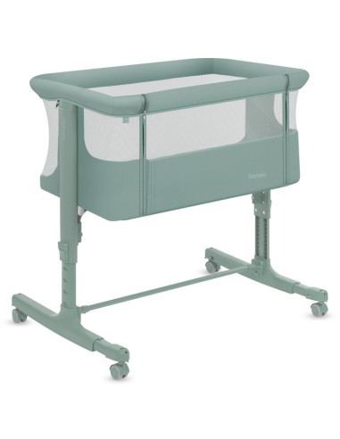 BN-LO-AURORA_GREEN_SAGE,Patut co-sleeper, Lionelo, Aurora, 3 in 1, Cu leganare si setare unghiulara, Saltea cu densitate T25 si 