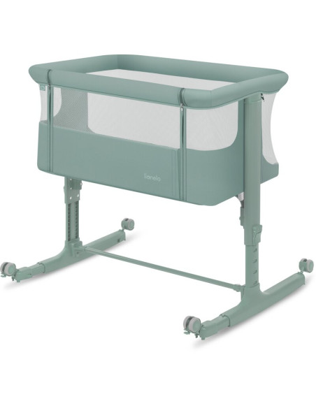 BN-LO-AURORA_GREEN_SAGE,Patut co-sleeper, Lionelo, Aurora, 3 in 1, Cu leganare si setare unghiulara, Saltea cu densitate T25 si 