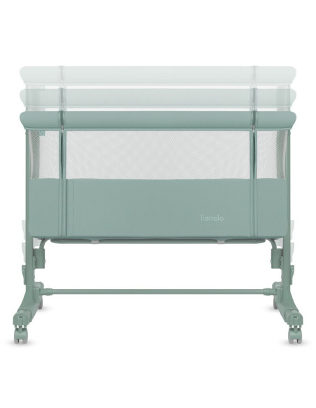 BN-LO-AURORA_GREEN_SAGE,Patut co-sleeper, Lionelo, Aurora, 3 in 1, Cu leganare si setare unghiulara, Saltea cu densitate T25 si 