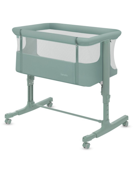 BN-LO-AURORA_GREEN_SAGE,Patut co-sleeper, Lionelo, Aurora, 3 in 1, Cu leganare si setare unghiulara, Saltea cu densitate T25 si 