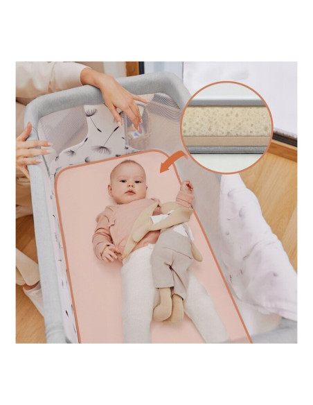 BN-LO-AURORA_GREEN_SAGE,Patut co-sleeper, Lionelo, Aurora, 3 in 1, Cu leganare si setare unghiulara, Saltea cu densitate T25 si 