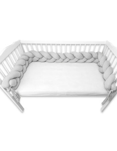 BN-6426972031950,Protectie laterala, MimiNu, Pentru patut, Tip Bumper impletit, Din bumbac interlock, 240 cm, Soft Gray 2