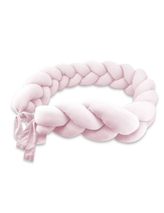 BN-6426972031967,Protectie laterala, MimiNu, Pentru patut, Tip Bumper impletit, Din bumbac interlock, 240 cm, Soft Powder Pink