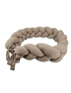 BN-6426972031981,Protectie laterala, MimiNu, Pentru patut, Tip Bumper impletit, Din bumbac interlock, 240 cm, Soft Mocha