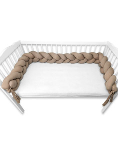 BN-6426972031981,Protectie laterala, MimiNu, Pentru patut, Tip Bumper impletit, Din bumbac interlock, 240 cm, Soft Mocha 2