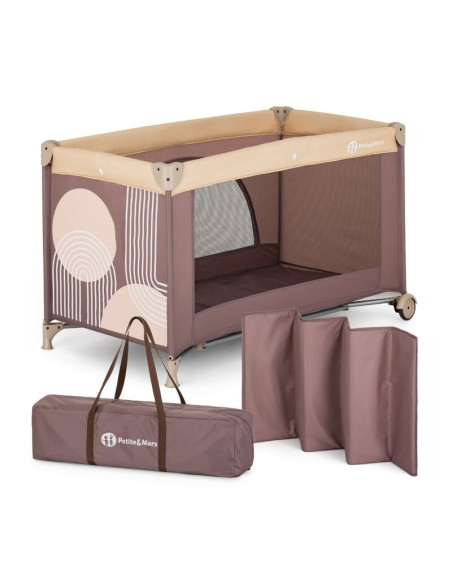 BN-923487,Patut pliant, Petite&Mars, Nyja, 120 x 60 cm, Cu roti, Functie de tarc, Pliere compacta, Include geanta de transport, 