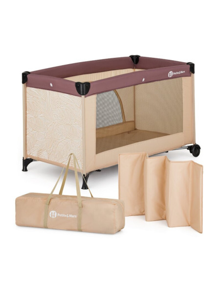BN-923485,Patut pliant, Petite&Mars, Nyja, 120 x 60 cm, Cu roti, Functie de tarc, Pliere compacta, Include geanta de transport, 