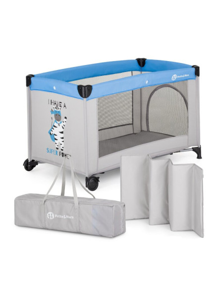 BN-921482,Patut pliant, Petite&Mars, Koot, 120 x 60 cm, Cu roti, Functie de tarc, Pliere compacta, Include geanta de transport, 