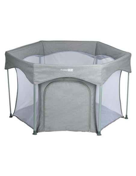 BN-88353,Tarc de joaca, FreeON, Hexagon, Pliabil, Intrare cu fermoar, Cu geanta de transport, 117 x 74 cm, Grey
