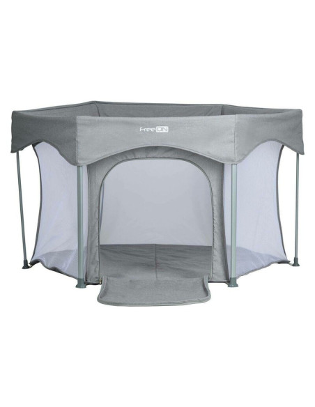BN-88353,Tarc de joaca, FreeON, Hexagon, Pliabil, Intrare cu fermoar, Cu geanta de transport, 117 x 74 cm, Grey