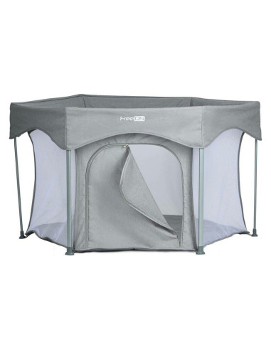 BN-88353,Tarc de joaca, FreeON, Hexagon, Pliabil, Intrare cu fermoar, Cu geanta de transport, 117 x 74 cm, Grey