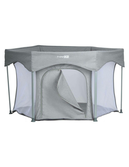 BN-88353,Tarc de joaca, FreeON, Hexagon, Pliabil, Intrare cu fermoar, Cu geanta de transport, 117 x 74 cm, Grey