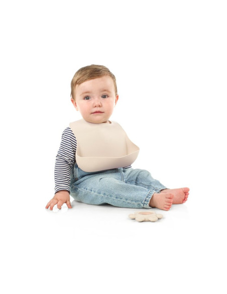 BN-8420421092439,Baveta cu buzunar, Jane, Reglabila, Silicon, Fara BPA, 6 luni+, Sand