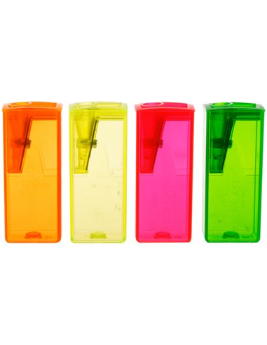 Ascutitoare plastic cu container Faber-Castell FC581525, Culori fluorescente asortate