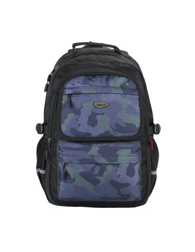 Ghiozdan scoala Daco GH5011, 4 compartimente, 46 x 33 x 18 cm, Verde inchis/negru