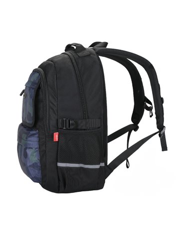 Ghiozdan scoala Daco GH5011, 4 compartimente, 46 x 33 x 18 cm, Verde inchis/negru
