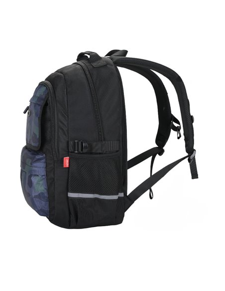 Ghiozdan scoala Daco GH5011, 4 compartimente, 46 x 33 x 18 cm, Verde inchis/negru