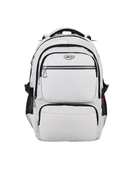 Ghiozdan scoala Daco GH5014, 4 compartimente, 46 x 33 x 18 cm, Alb/Negru