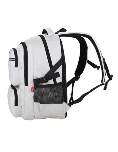 Ghiozdan scoala Daco GH5014, 4 compartimente, 46 x 33 x 18 cm, Alb/Negru