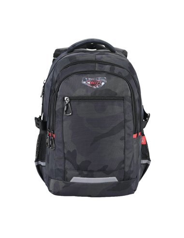 Ghiozdan scoala Daco GH5017, 4 compartimente, 46 x 33 x 18 cm, Negru