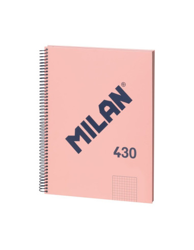 57143E80P,Caiet A4 cu spira Milan 57143E80P, 80 file, 95g/mp, matematica, Roz