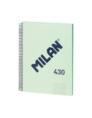 57143E80GR,Caiet A4 cu spira Milan 57143E80GR, 80 file, 95g/mp, matematica, Verde