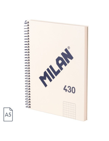 57153E80SNCBG,Caiet A5 cu spira Milan 57153E80SNCBG, 80 file, 95g/mp, matematica, Bej