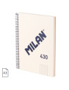 57153E80SNCBG,Caiet A5 cu spira Milan 57153E80SNCBG, 80 file, 95g/mp, matematica, Bej