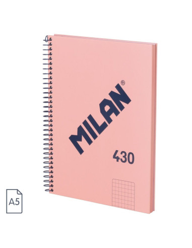57153E80SNCP,Caiet A5 cu spira Milan 57153E80SNCP, 80 file, 95g/mp, matematica, Roz