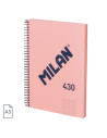 57153E80SNCP,Caiet A5 cu spira Milan 57153E80SNCP, 80 file, 95g/mp, matematica, Roz