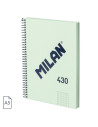 57153E80SNCGR,Caiet A5 cu spira Milan 57153E80SNCGR, 80 file, 95g/mp, matematica, Verde