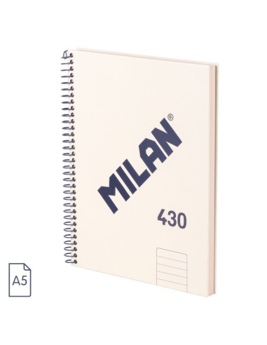 57152E80SNCBG,Caiet A5 cu spira Milan 57152E80SNCBG, 80 file, 95g/mp, dictando, Bej