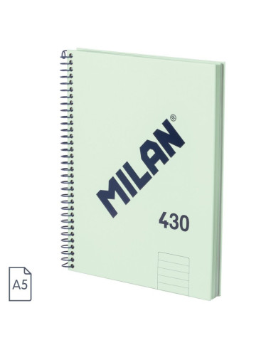 57152E80SNCGR,Caiet A5 cu spira Milan 57152E80SNCGR, 80 file, 95g/mp, dictando, Verde