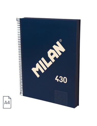 57143E120B,Caiet A4 cu spira Milan 57143E120B, 120 file, 95g/mp, matematica, Albastru