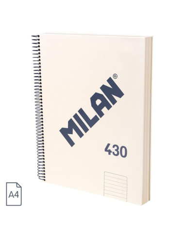 57142E120BG,Caiet A4 cu spira Milan 57142E120BG, 120 file, 95g/mp, dictando, Bej