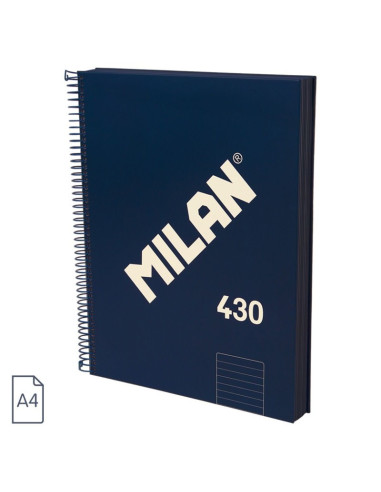 57142E120B,Caiet A4 cu spira Milan 57142E120B, 120 file, 95g/mp, dictando, Albastru